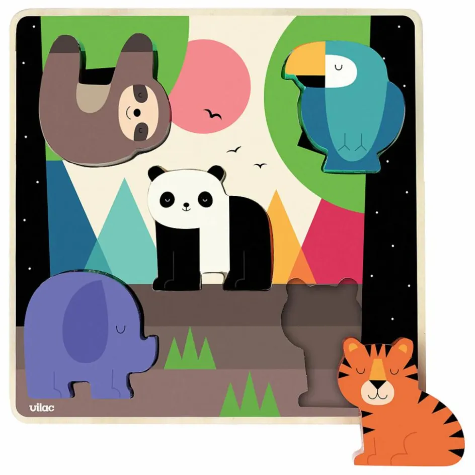 Vilac Jeu d'encastrement sonore Jungle| Jouets D'Éveil