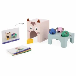 Hot Janod Jeu se repérer dans l'espace - Chat et souris Multicolore
