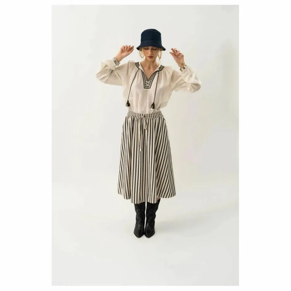 New Lollys Laundry Jupe Bristol Rayures | Noir