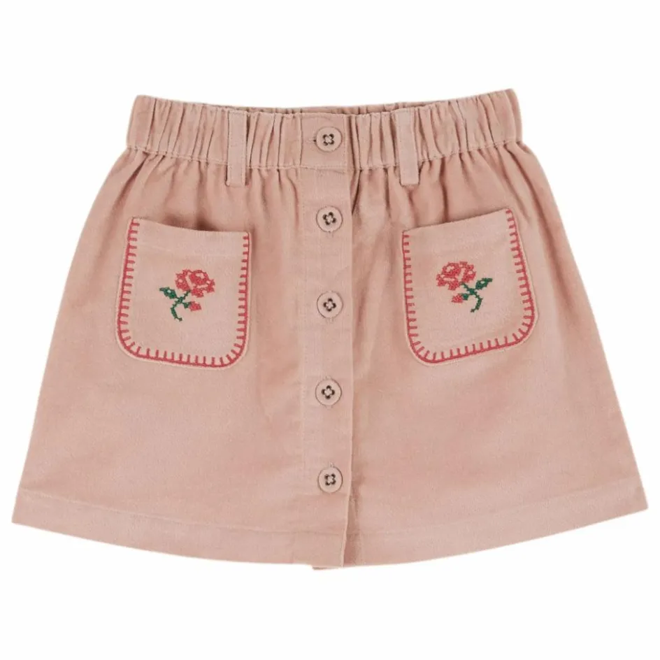 Online Emile et Ida Jupe Poches Fleurs Brodées | Rose pâle