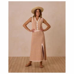 Rylee + Cru Jupe Rayure Maille | Rose