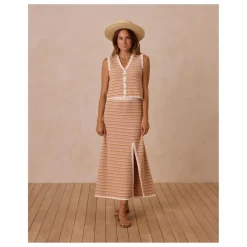 Rylee + Cru Jupe Rayure Maille | Rose