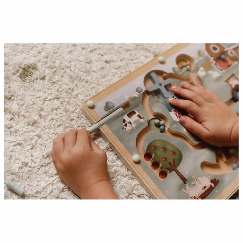 Little Dutch Labyrinthe magnétique en bois FSC - Little Farm| Jouets D'Éveil|Jouets D'Éveil