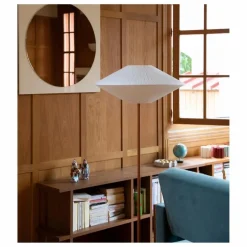 Clearance Lampadaire Brera pied cuir et abat-jour coton plissé | Luminaires