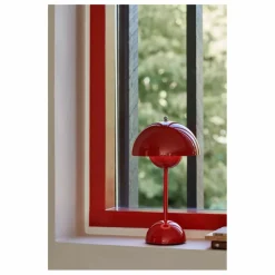 Outlet & Tradition Lampe à poser portative Flowerpot VP9, Verner Panton | Rouge vermillon