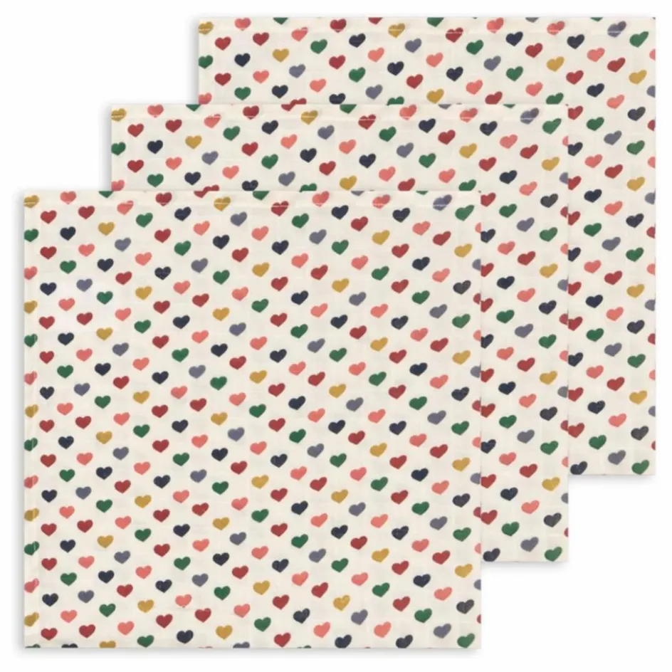 Konges Sløjd Langes en coton bio Cœur - Set de 3 Multicolore