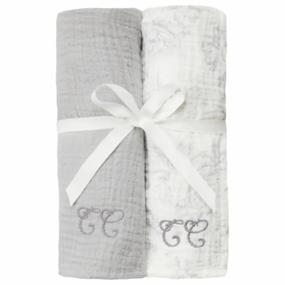New Tartine et Chocolat Langes Toile de Jouy - Set de 2 | Gris