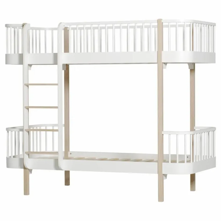 Oliver Furniture Lits superposés Wood 90x200 cm en chêne échelle face|Enfant Lits, Matelas Enfant