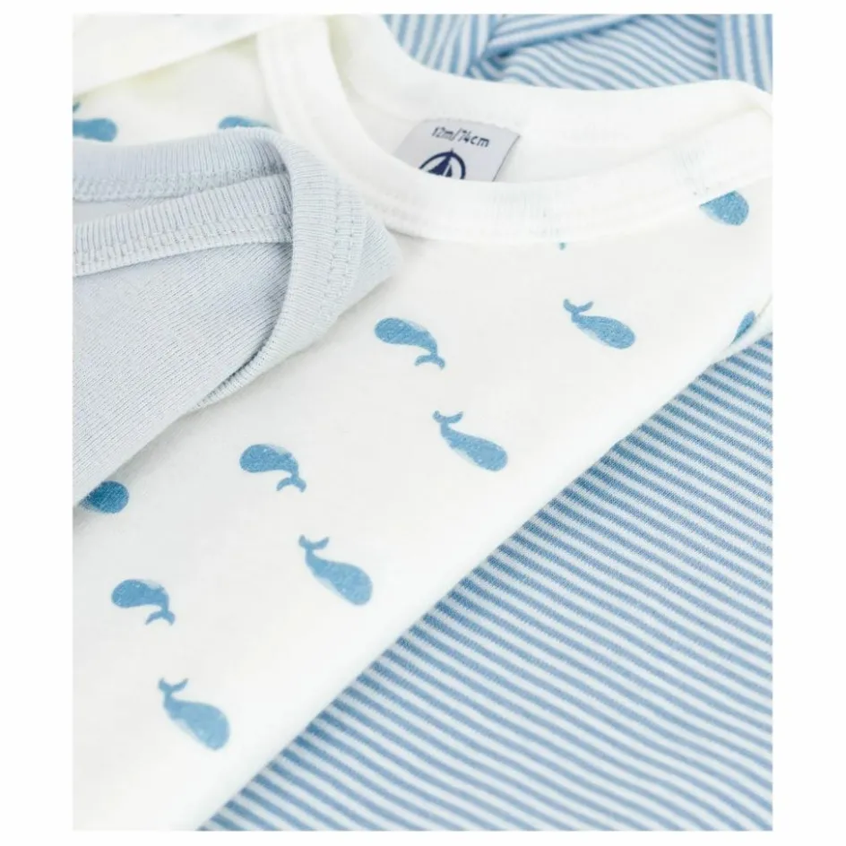 Petit Bateau Bodies, Combinaisons|Pyjamas Et Bodies*Lot 3 Bodies Baleines Coton Bio |
