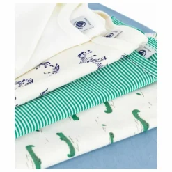 Petit Bateau Lot 5 Bodies Crocodiles Coton Bio | Ecru