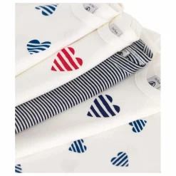 Best Petit Bateau Lot 5 Bodies Cœur Rayé Coton Bio | Ecru