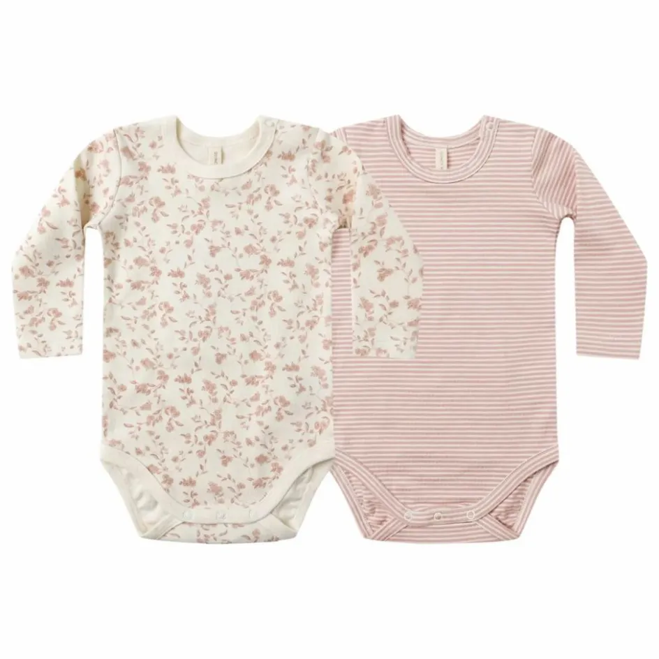 Best Quincy Mae Lot 2 Bodies Fleuris Coton Bio | Rose