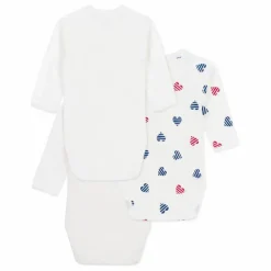 Petit Bateau Lot 3 Bodies Naissance Cœur Rayé Coton Bio || Bodies, Combinaisons|Pyjamas Et Bodies