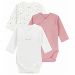 Petit Bateau Pyjamas Et Bodies|Premières Tenues*Lot 3 Bodies Petit Cœur Coton Bio |