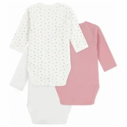 Petit Bateau Pyjamas Et Bodies|Premières Tenues*Lot 3 Bodies Petit Cœur Coton Bio |