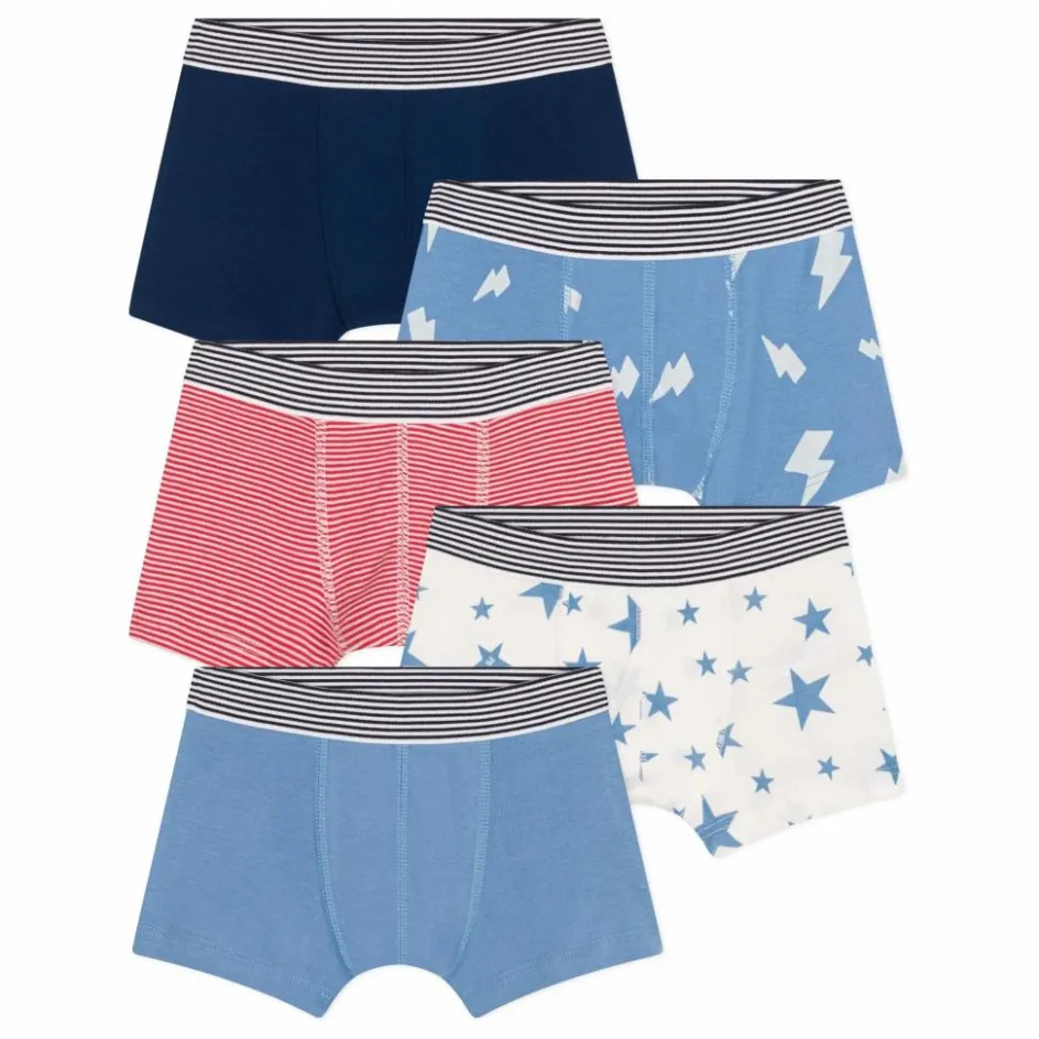 Enfant Petit Bateau Nuit, Sous-Vêtements*Lot 5 Boxers Flash Coton Bio |