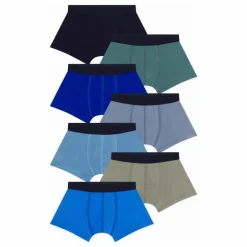 Petit Bateau Lot 7 Boxers Unis Coton Bio | Bleu