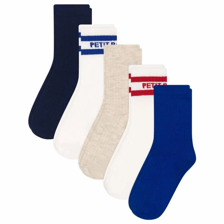 Petit Bateau Lot 5 Chaussettes Hautes Côtelé | Blanc