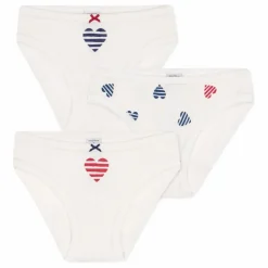 Online Petit Bateau Lot 3 Culottes Cœur Rayé Coton Bio | Ecru