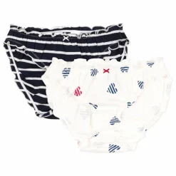 Femme Petit Bateau Lingerie, Chaussettes*Lot 2 Culottes Froufrou Coton Bio |