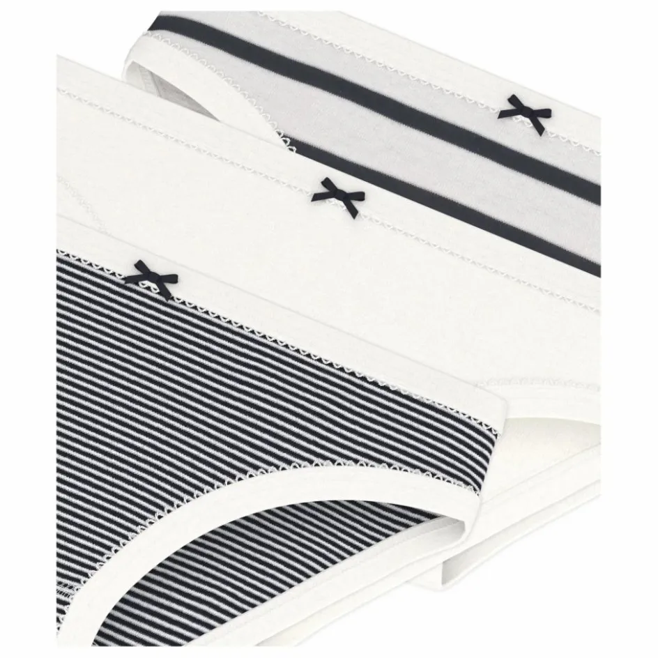 Outlet Petit Bateau Lot 3 Culottes Marinière Coton Bio | Bleu marine