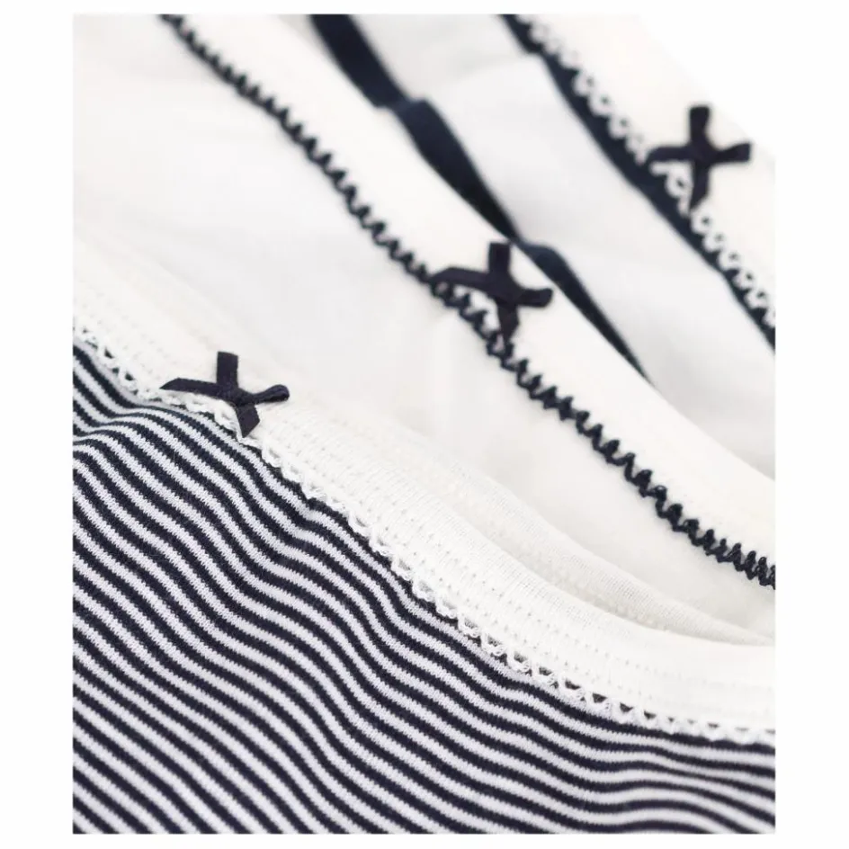 Outlet Petit Bateau Lot 3 Culottes Marinière Coton Bio | Bleu marine