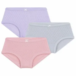 Hot Petit Bateau Lot 3 Culottes Pointelle Unies Coton Bio | Rose