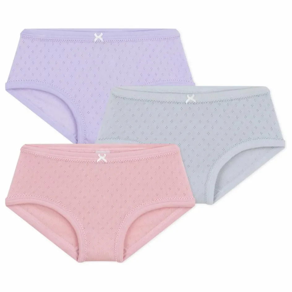 Hot Petit Bateau Lot 3 Culottes Pointelle Unies Coton Bio | Rose