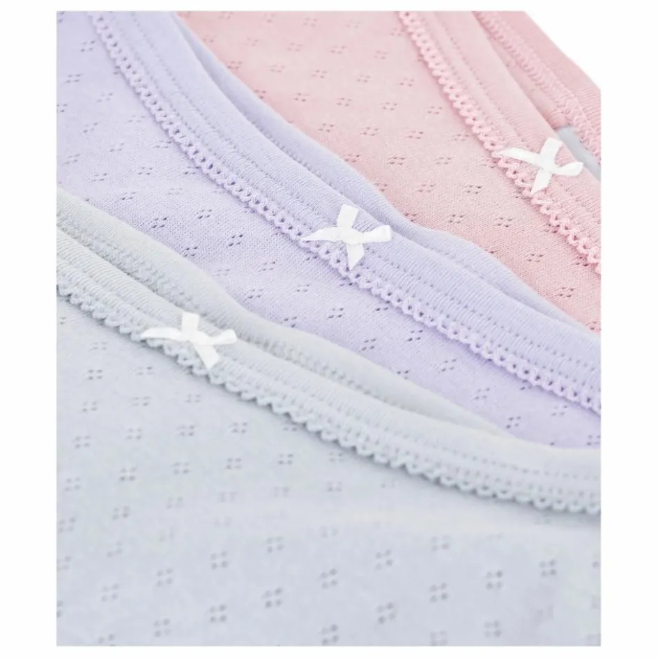 Hot Petit Bateau Lot 3 Culottes Pointelle Unies Coton Bio | Rose