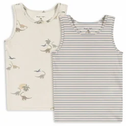 Outlet Konges Sløjd Lot 2 Débardeurs Dinosaures Coton Bio | Beige