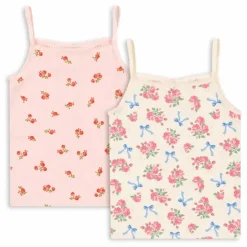 Enfant Konges Sløjd Blouses, T-Shirts|Blouses, T-Shirts*Lot 2 Débardeurs Fleuris Coton Bio |