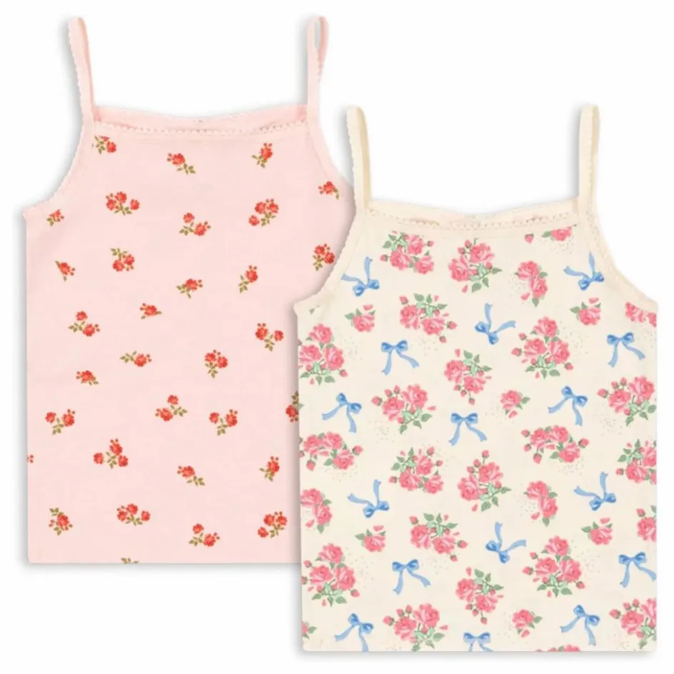 Enfant Konges Sløjd Blouses, T-Shirts|Blouses, T-Shirts*Lot 2 Débardeurs Fleuris Coton Bio |