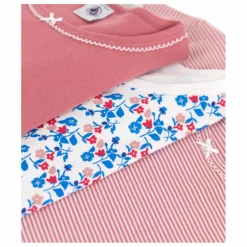 Petit Bateau Lot 3 T-Shirts Minibloom Coton Bio ||Enfant Blouses, T-Shirts