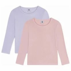Petit Bateau Lot 2 T-shirts Pointelle Coton Bio ||Enfant Blouses, T-Shirts