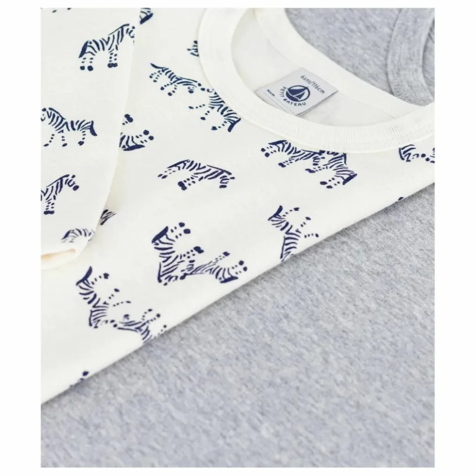 Hot Petit Bateau Lot 2 T-shirts Zèbres | Ecru
