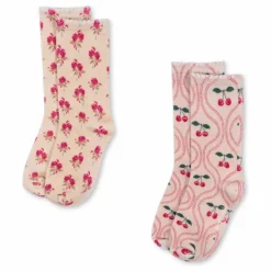 Discount Konges Sløjd Lot de 2 Paires de Chaussettes Mi Hautes Cerises | Rose