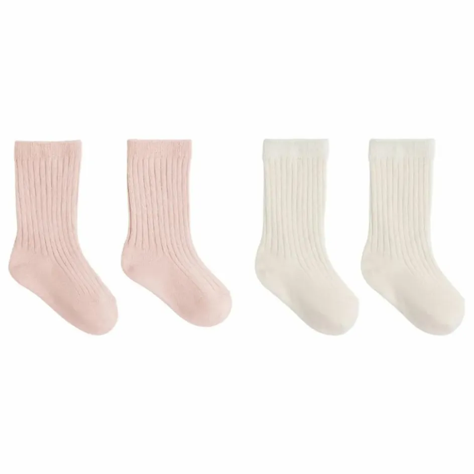 Online Quincy Mae Lot de 2 Paires de Chaussettes Côtelées Coton Bio | Rose