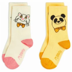 Clearance Mini Rodini Lot de 2 Paires de Chaussettes Panda Coton Bio | Jaune