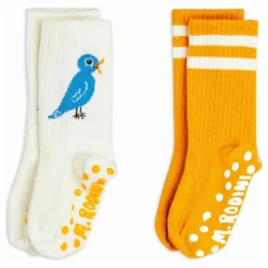 Outlet Mini Rodini Lot de 2 Paires de Chaussettes Oiseau Coton Bio | Ecru