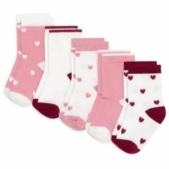 Clearance Petit Bateau Lot de 5 Paires de Chaussettes Cœurs Bébé | Rose