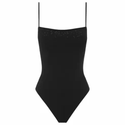 Outlet Peony Maillot 1 Pièce Essential Memoir Brodé Fibres Recyclées | Noir