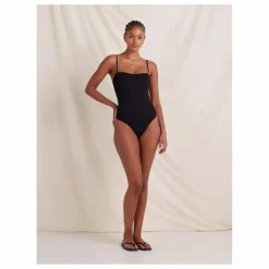 Outlet Peony Maillot 1 Pièce Essential Memoir Brodé Fibres Recyclées | Noir