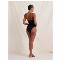 Outlet Peony Maillot 1 Pièce Essential Memoir Brodé Fibres Recyclées | Noir