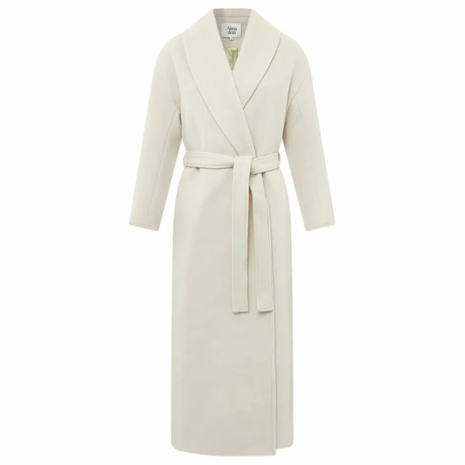 Sale Alma Deia Manteau Ceinturé Laine Vierge | Sable