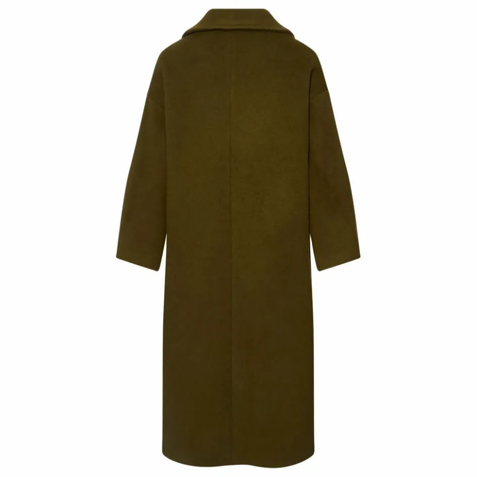 Clearance Alma Deia Manteau Long en Laine Recyclée | Vert kaki