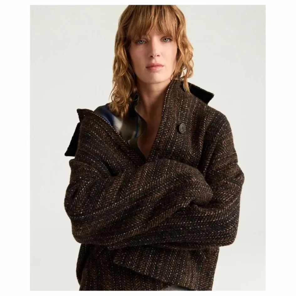 Femme Momoni Manteaux, Parkas*Manteau Lord Herringbone Laine Vierge |