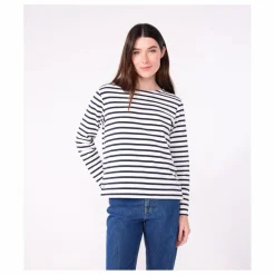 New Petit Bateau Marinière Col Bateau Coton Bio | Blanc