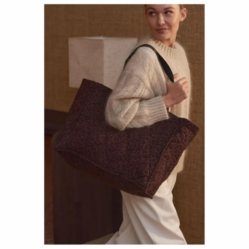 Outlet Maxi Cabas Matelassé Brigitte Léopard Double Gaze de Coton - Collection Femme | Femme Cabas