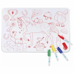 Clearance Superpetit Mini set de table à colorier Poney avec 4 feutres Multicolore