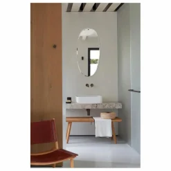 M Nuance Miroir extra plat biseauté - forme aléatoire ovale 45x95 cm Naturel